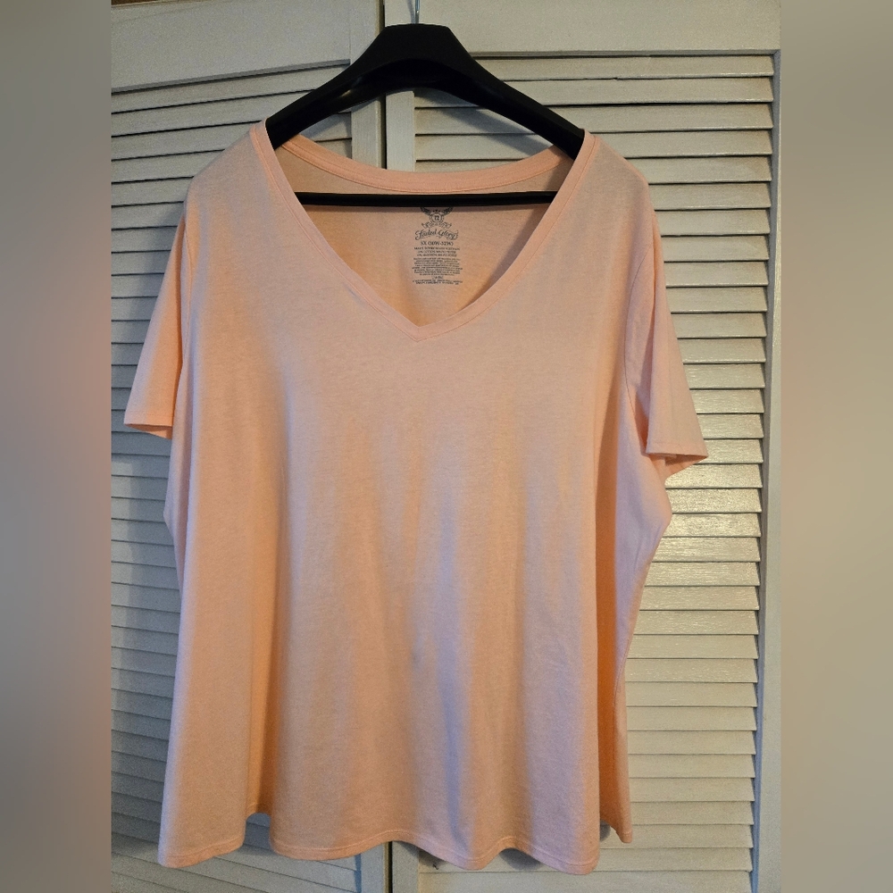 Faded Glory Light Peach V-Neck Tee